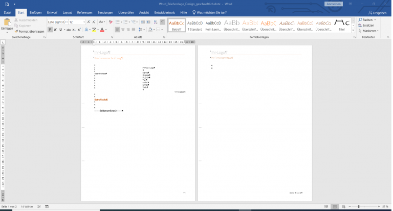 Briefvorlage Din 5008 Word