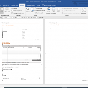 Word Rechnungsvorlage Design ohne MwSt. und integrierter Excel Tabelle